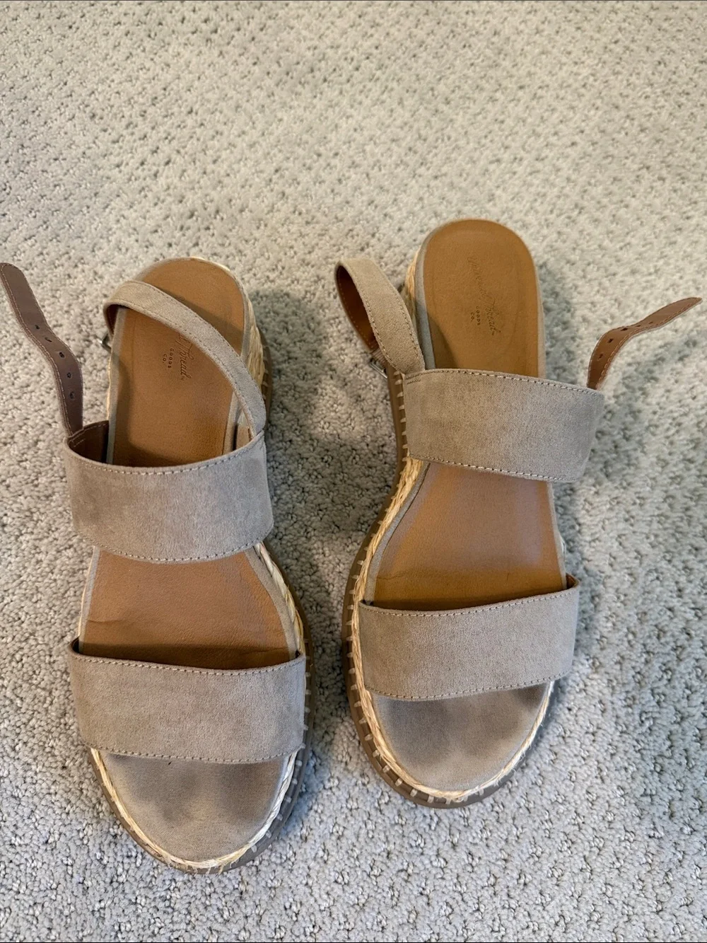 Universal Thread Women's Taupe Suede Double-Strap Espadrille Sandals